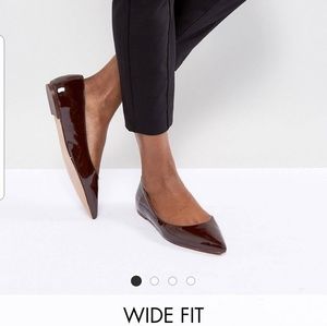 ASOS Espresso Pointed Ballet Flats - Wide Fit